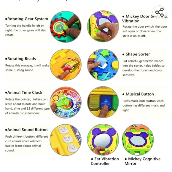 Baby activity cube educational shape sorter bead maze mirror clock puzzle - Picture 4 of 6